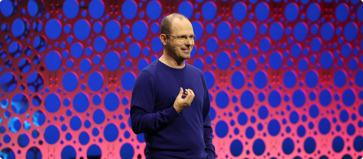 Thomas Dohmke, GitHub CEO speaking at GitHub Universe 2023